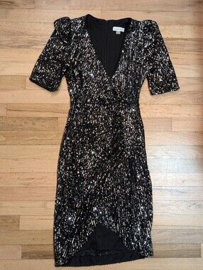 Calvin Klein Black Sequin Wrap Dress